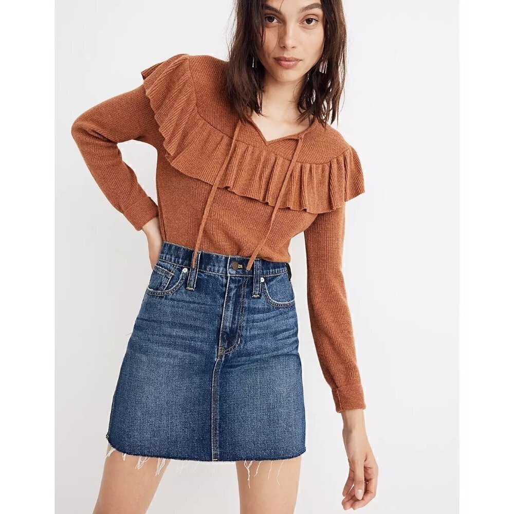 Madewell Rigid Denim Straight Mini‎ Skirt 23